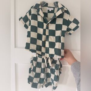 Kids Green and Cream Checkers Set